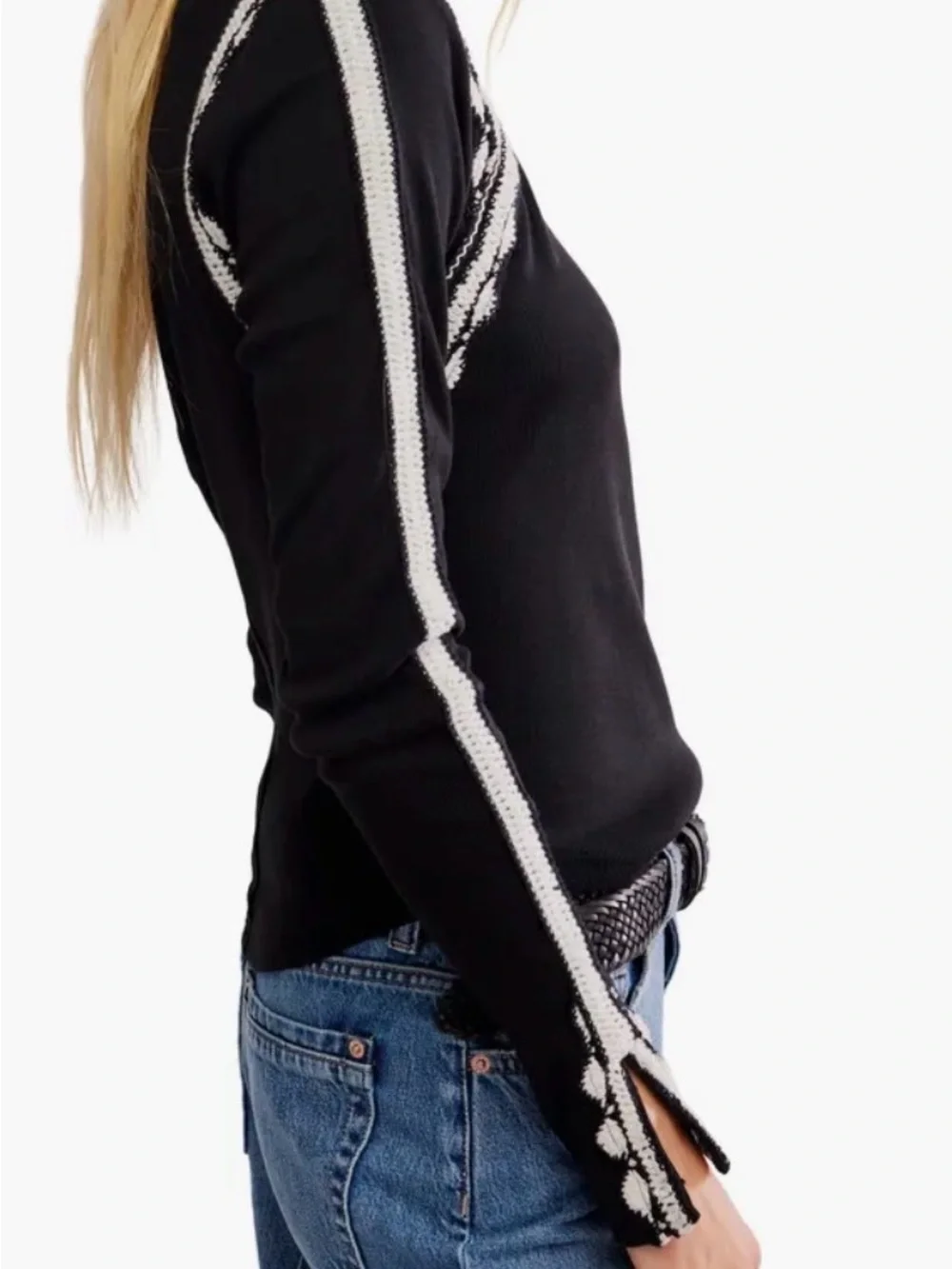 Free people Lost Love Long-Sleeve Top. NWT. Black